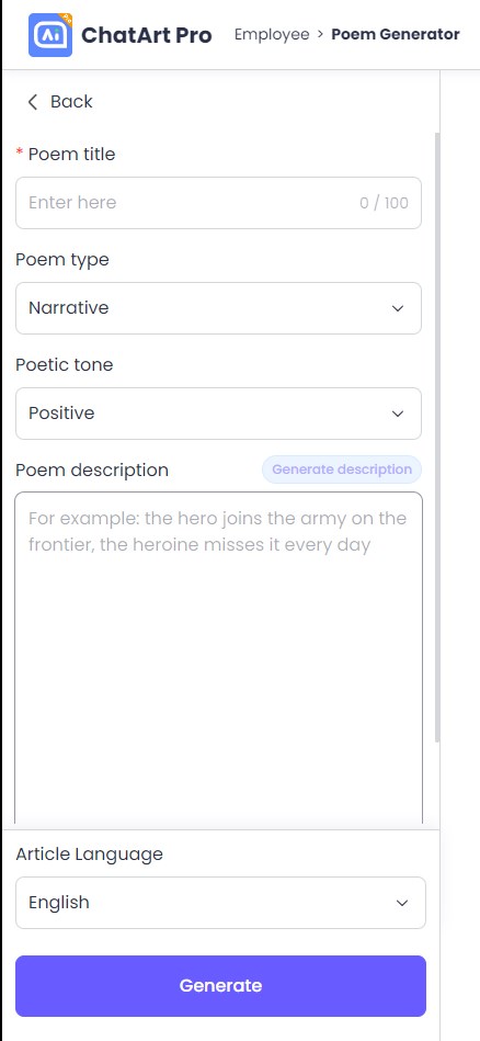 input prompt for poem generation