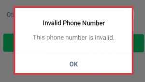 invalid phone number