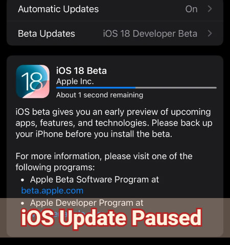 ios update paused