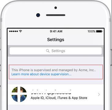 check supervision message on settings to remove remote management on iphone/ipad