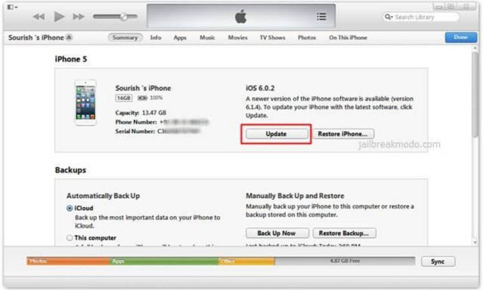 itunes upgrade ios