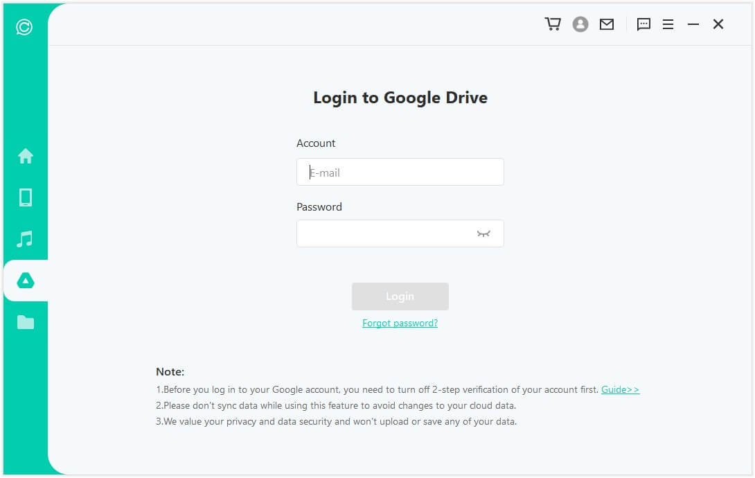 login to google drive