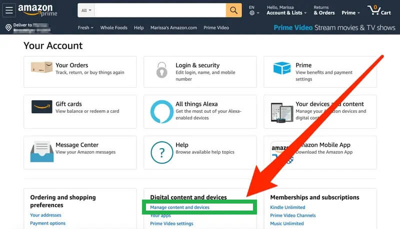 manage content and devices on amazon