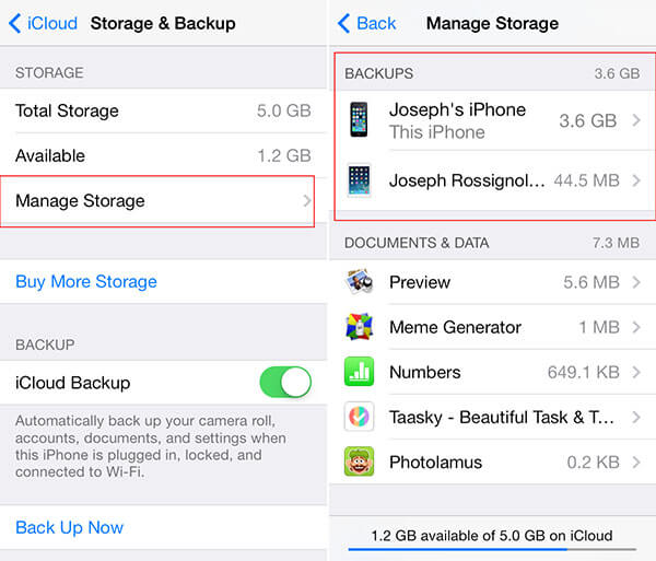 reset icloud storage