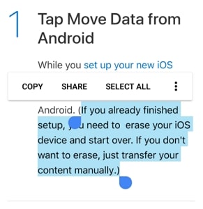 Move to iOS after setup