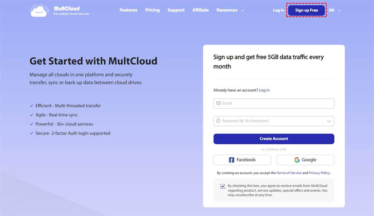 log in with multcloud