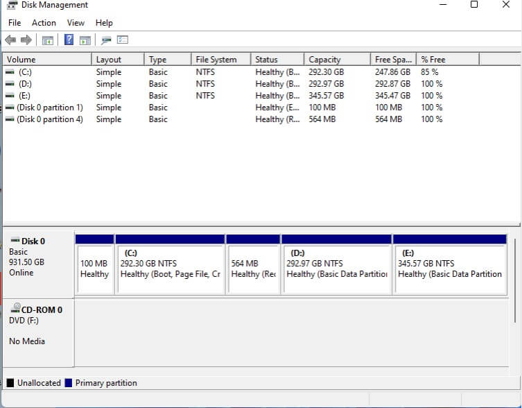 open disk management