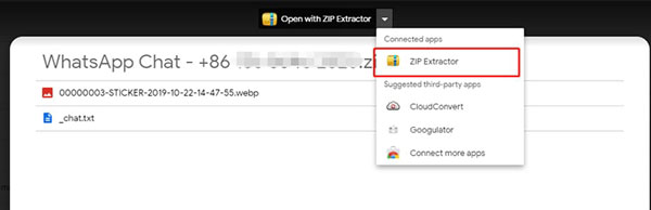 open whatsapp chat backup with zip extractor