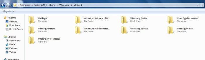 open whatsapp media folder