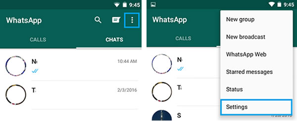 open whatsapp settings