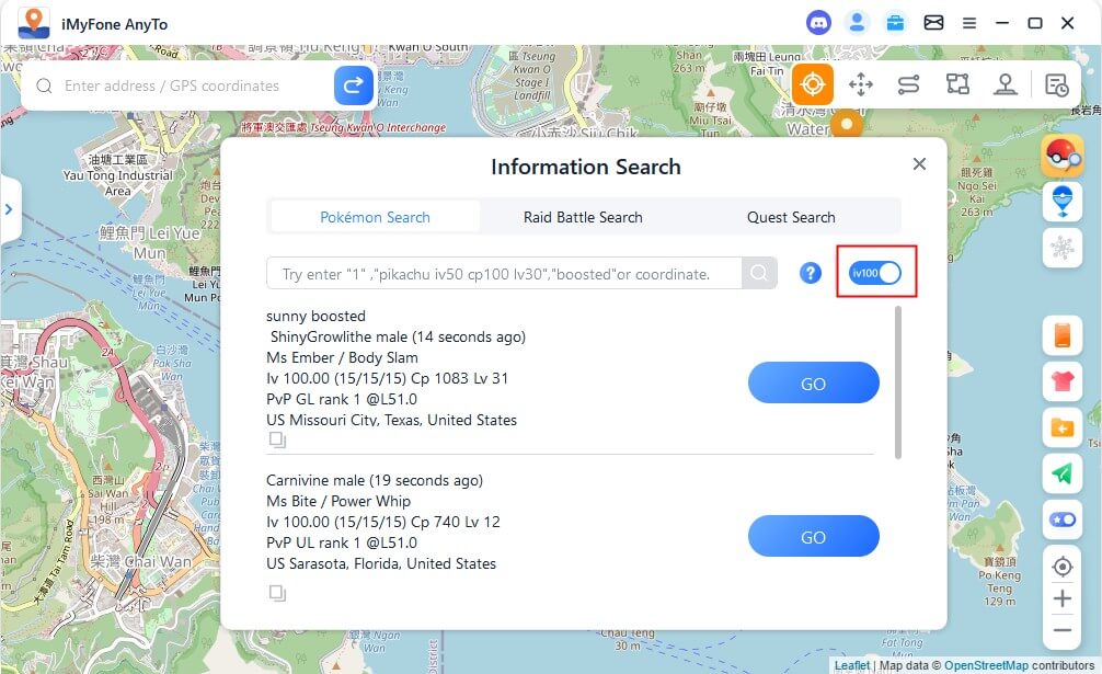 Pokemon search turn on iv100