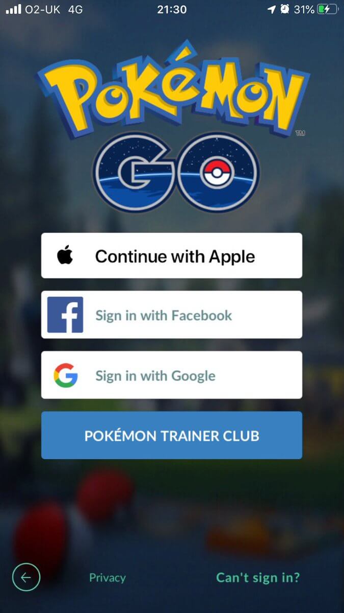 pokemongo login ways