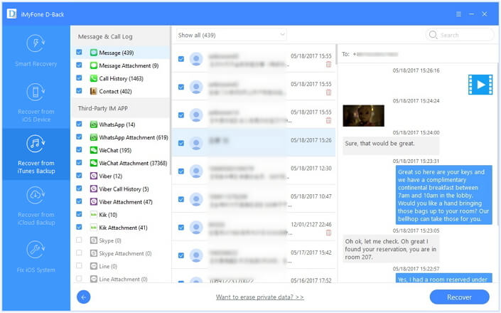 preview messages in itunes backup