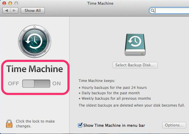 recover cleared safari history mac - Turn On Time Machine