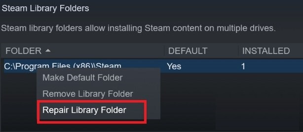 repair Steam Library Folder