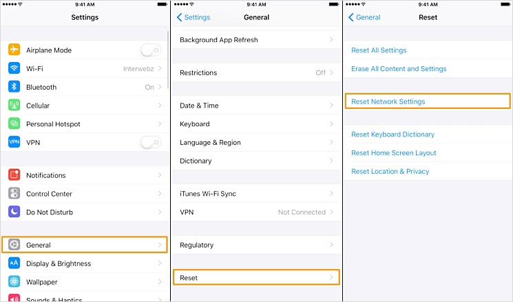 reset network setting