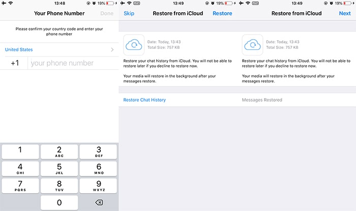 restore WhatsApp from iCloud