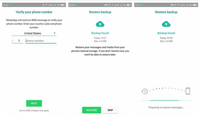 Retrieve the less recent local backup