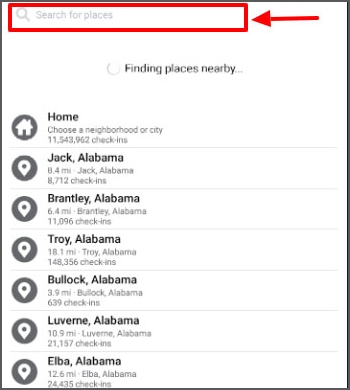 search location on Facebook