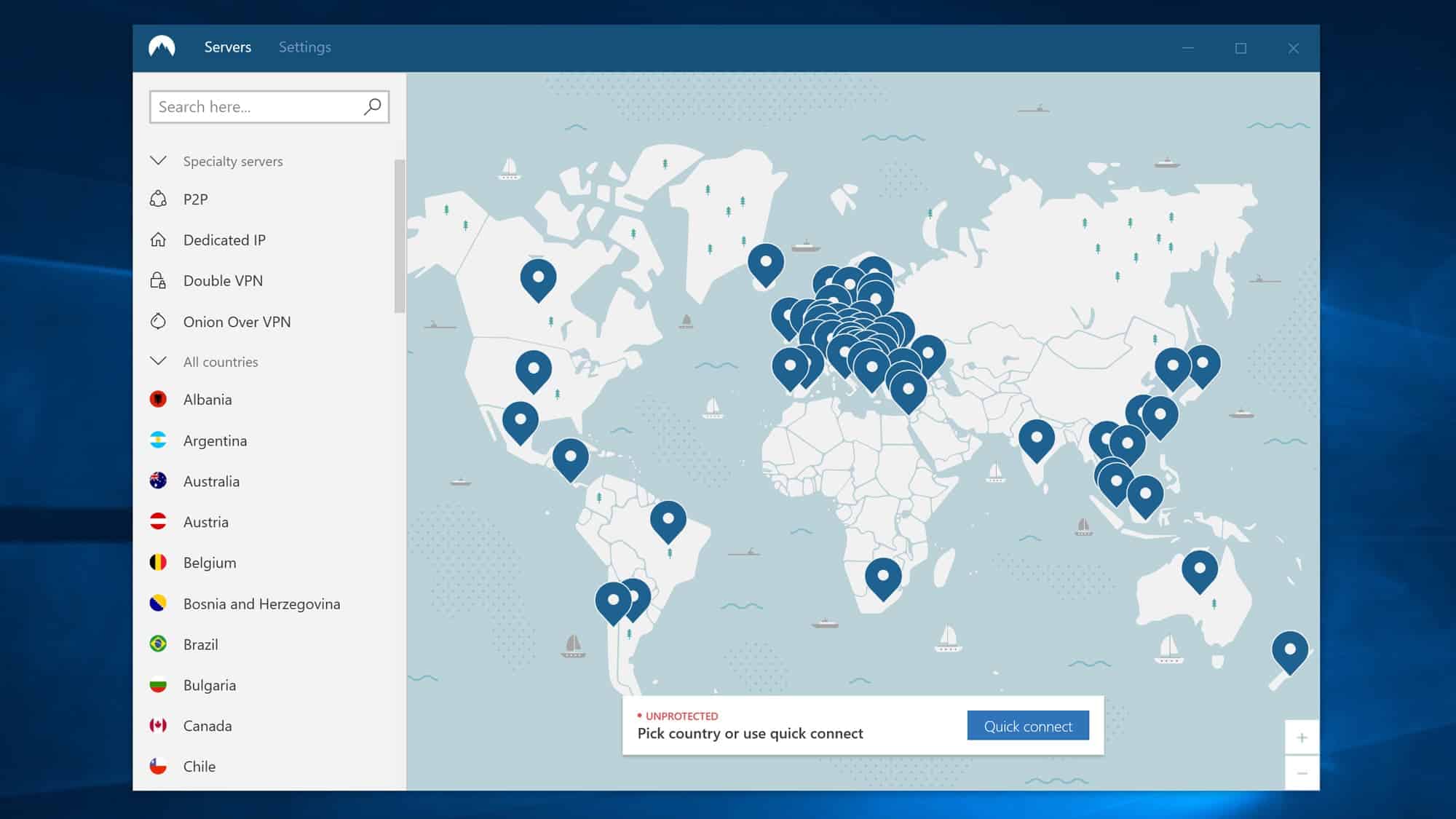 select vpn country on pc