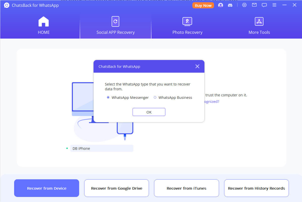 imyfone chatsback connect your device