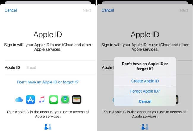 set up apple id in settings