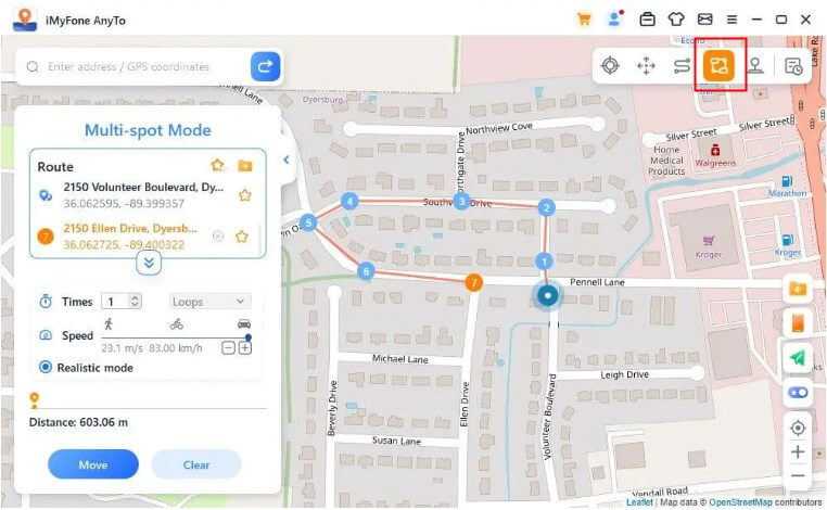 simulate route by anyto