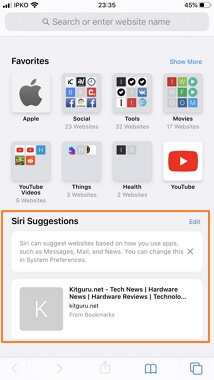 Siri Suggestions in Safari