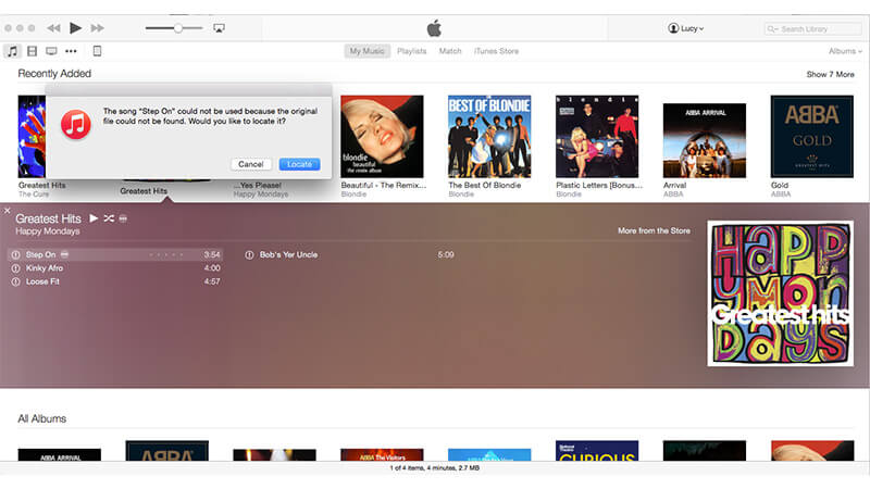 song missing itunes locate