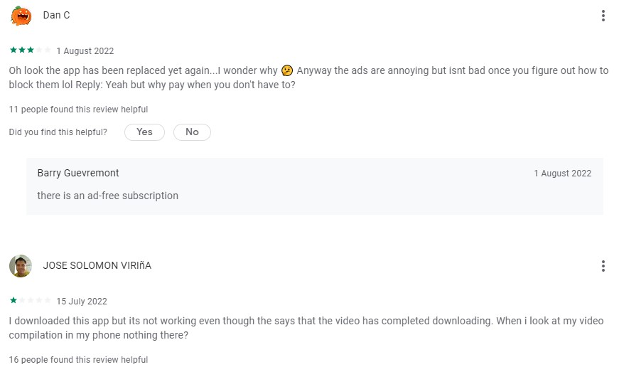 ssstik google play reviews