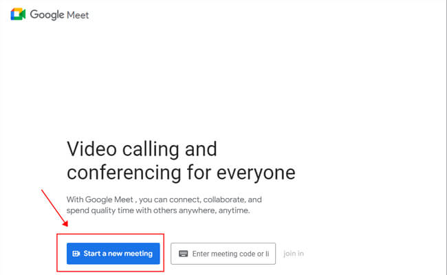 start a google meeting