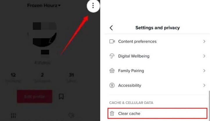 steps to clear TikTok cache