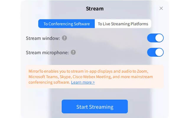 stream to conferencing software