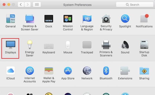 system preferences displays