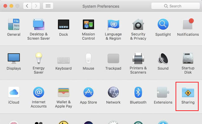 system preferences sharing