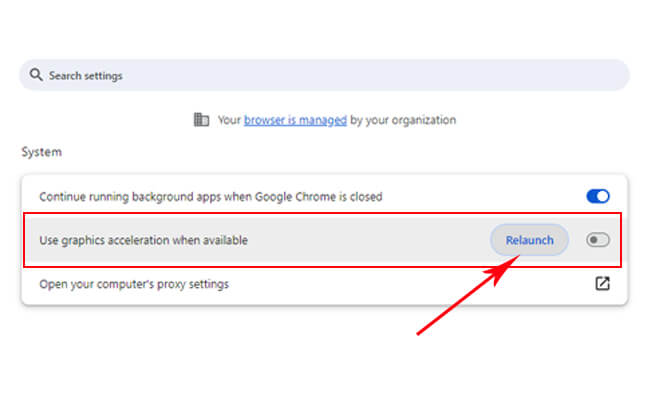 turn off use hardware acceleration when available and relaunch chrome