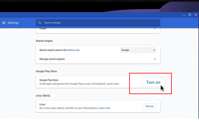 turn on google play store on chromebook
