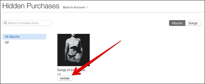 unhide hidden music in itunes