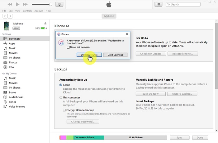 update iTunes to the latest version