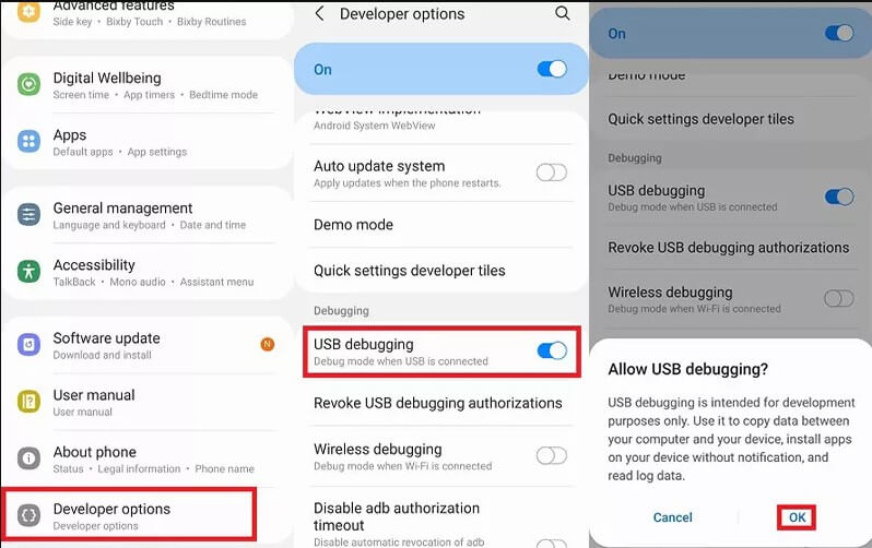 enable your usb debugging