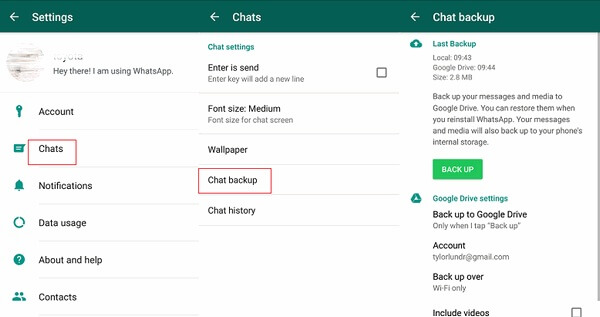 how to whatsapp messages backup android