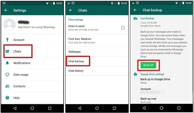 whatsapp chats backup