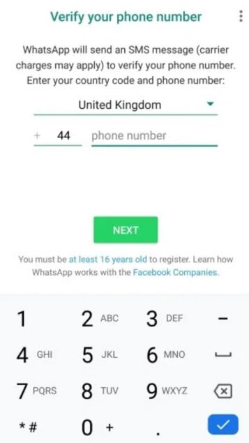 WhatsApp verify number