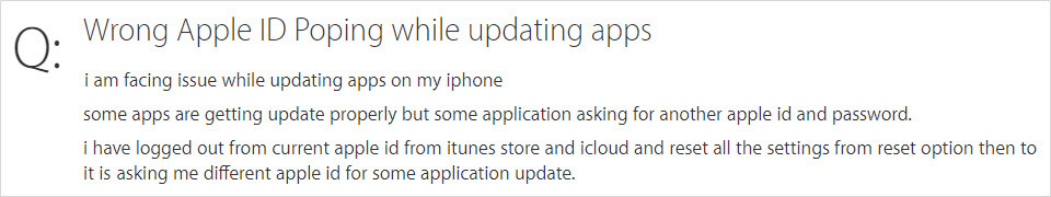 wrong apple id when updating apps