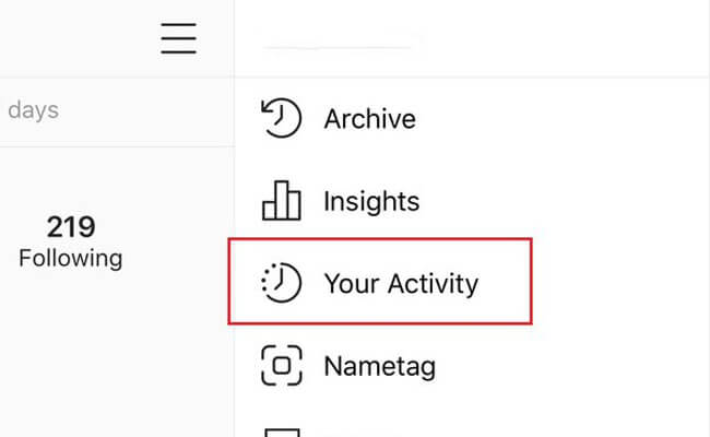 your activity instagram