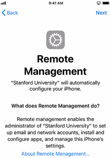 remote management screen