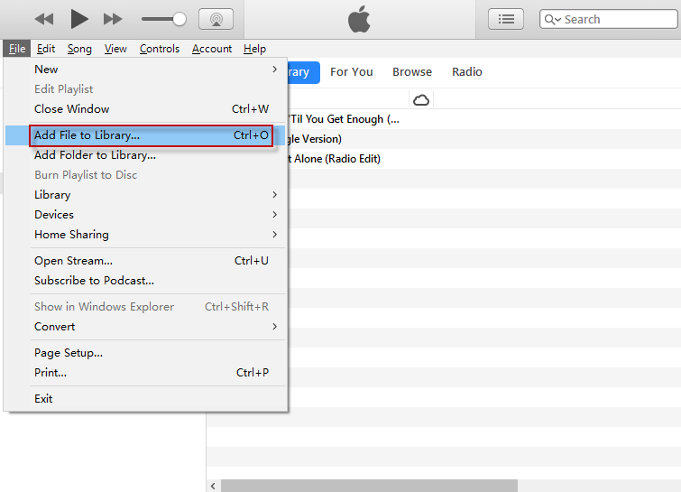 iTunes add files to library