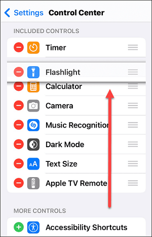 add flashlight to control center