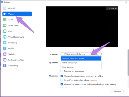 Adjust Zoom settings 