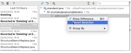 android studio revert selection